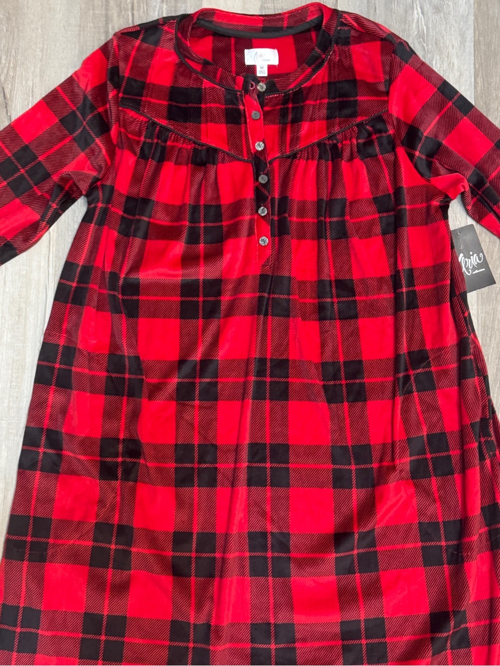 Aria Red and Black Plaid Button-Front Nightgown